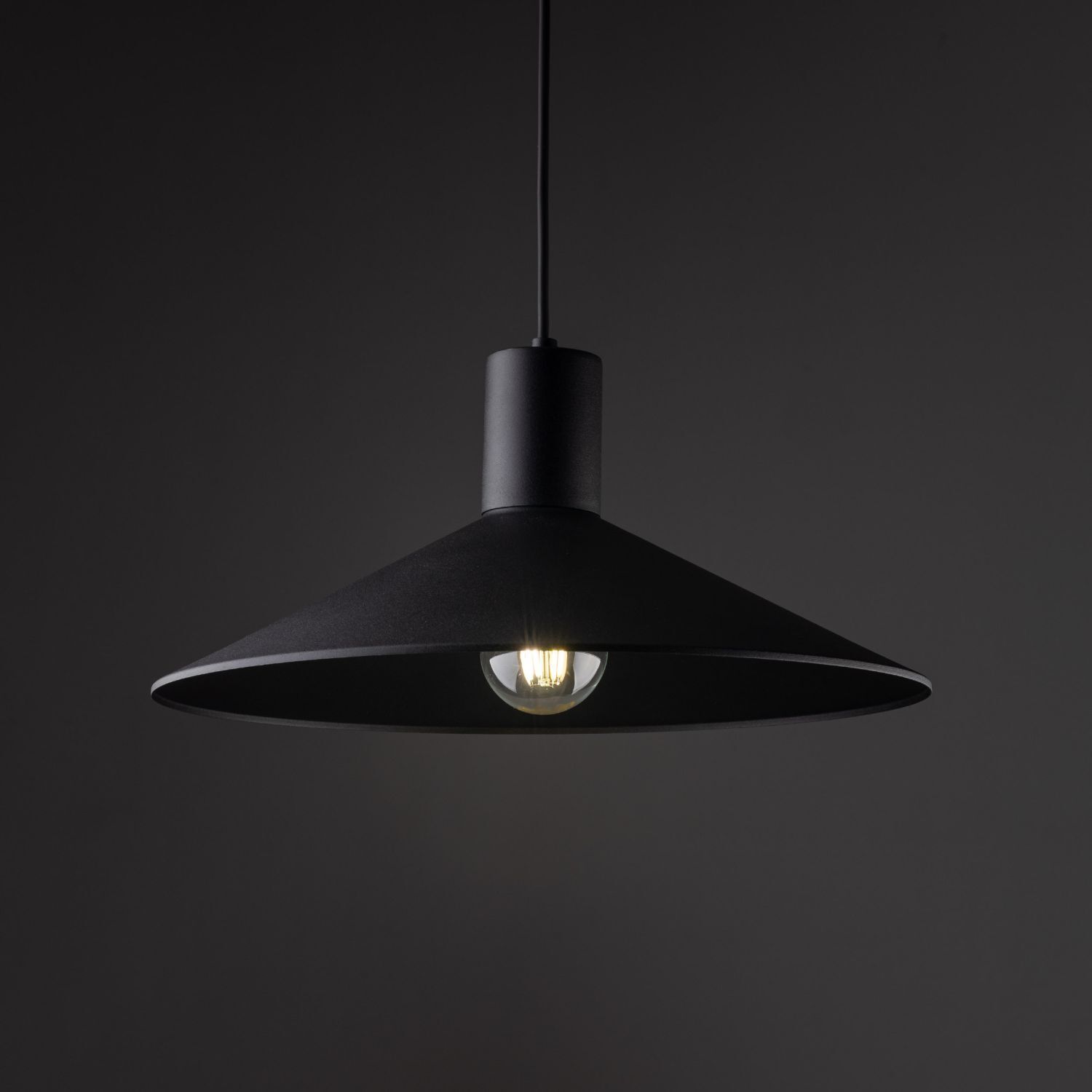 Hängelampe rund Ø 36 cm Schwarz Metall E27 Retro Design Lampe, Gerät, Deckenventilator, Elektrisches Gerät