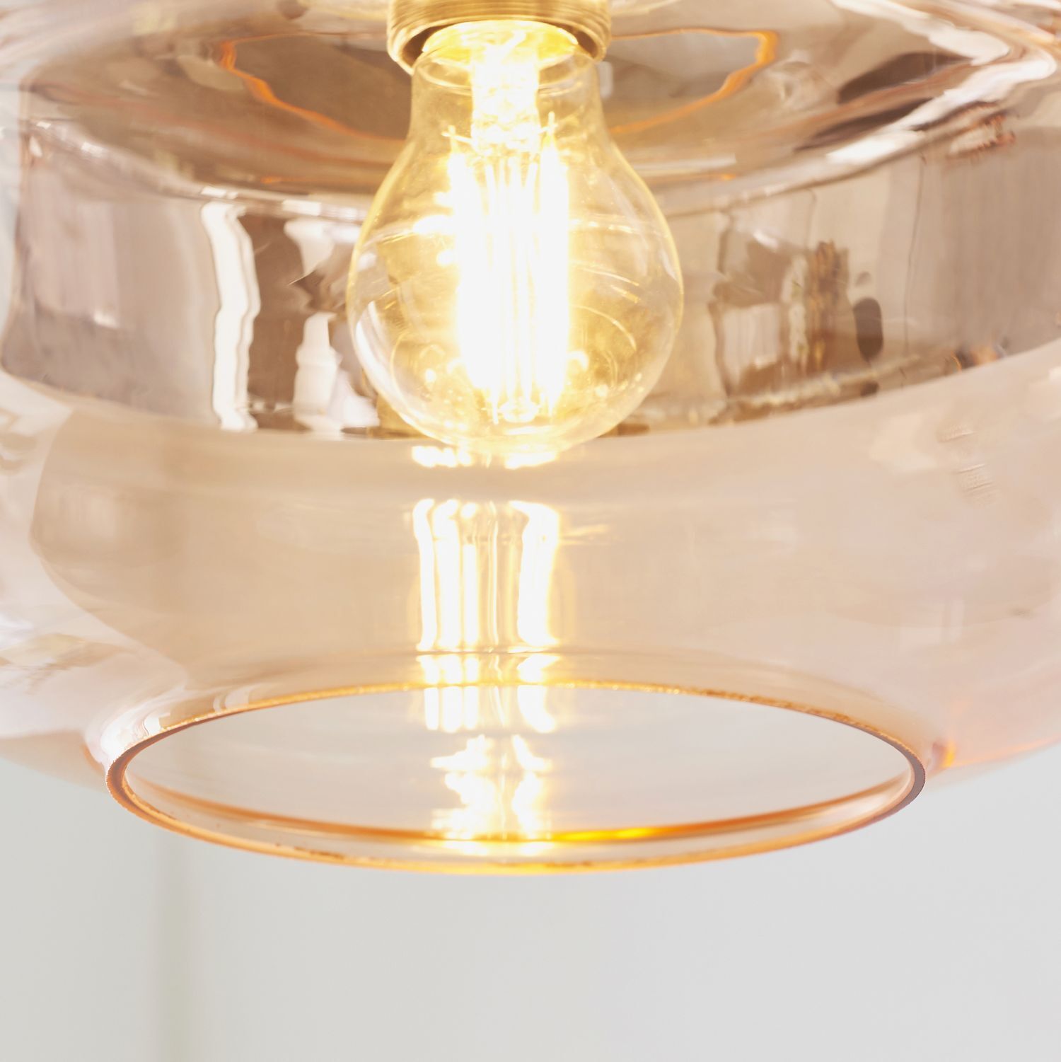 Lampe à suspendre verre fumé métal Ø 24,6cm rond noir cuivre E27