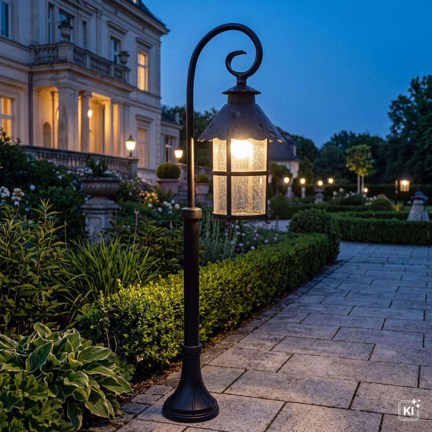 aussen-stehleuchte-wegeleuchte-tournai-1-flammig-schwarz-rustikal-2 Laterne, Gartenbeleuchtung, Außenlicht, Lampe, Gartenweg