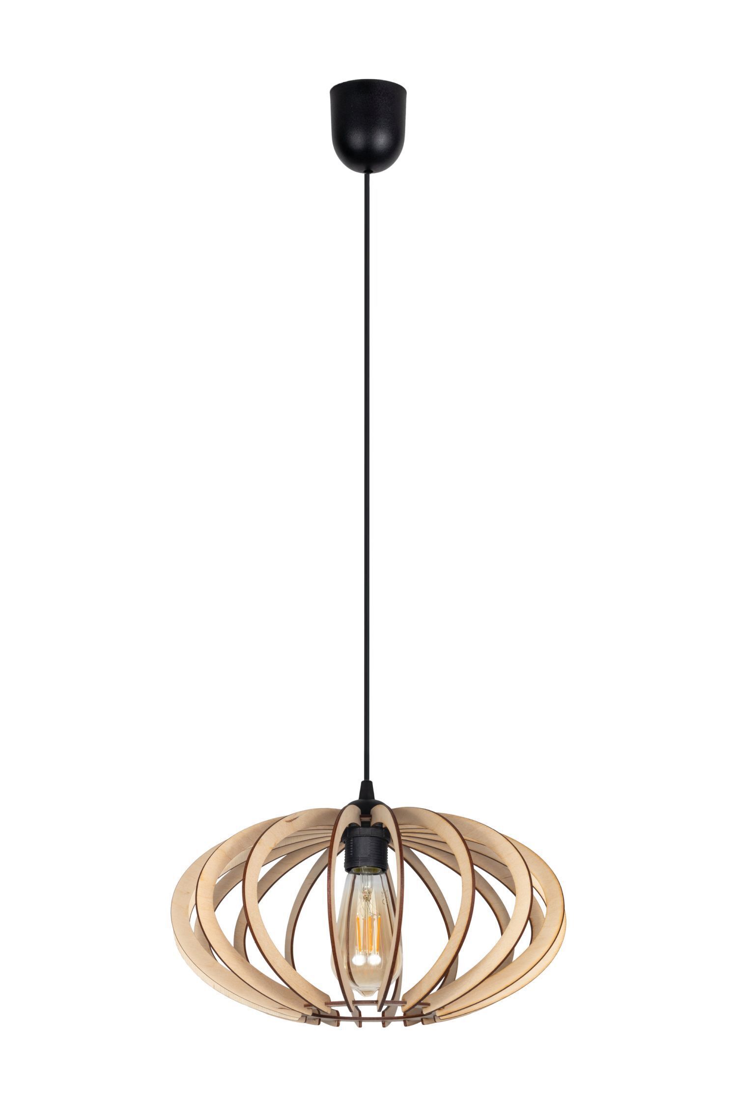 Dekorative Hängeleuchte Holz E27 Ø35 cm in Schwarz