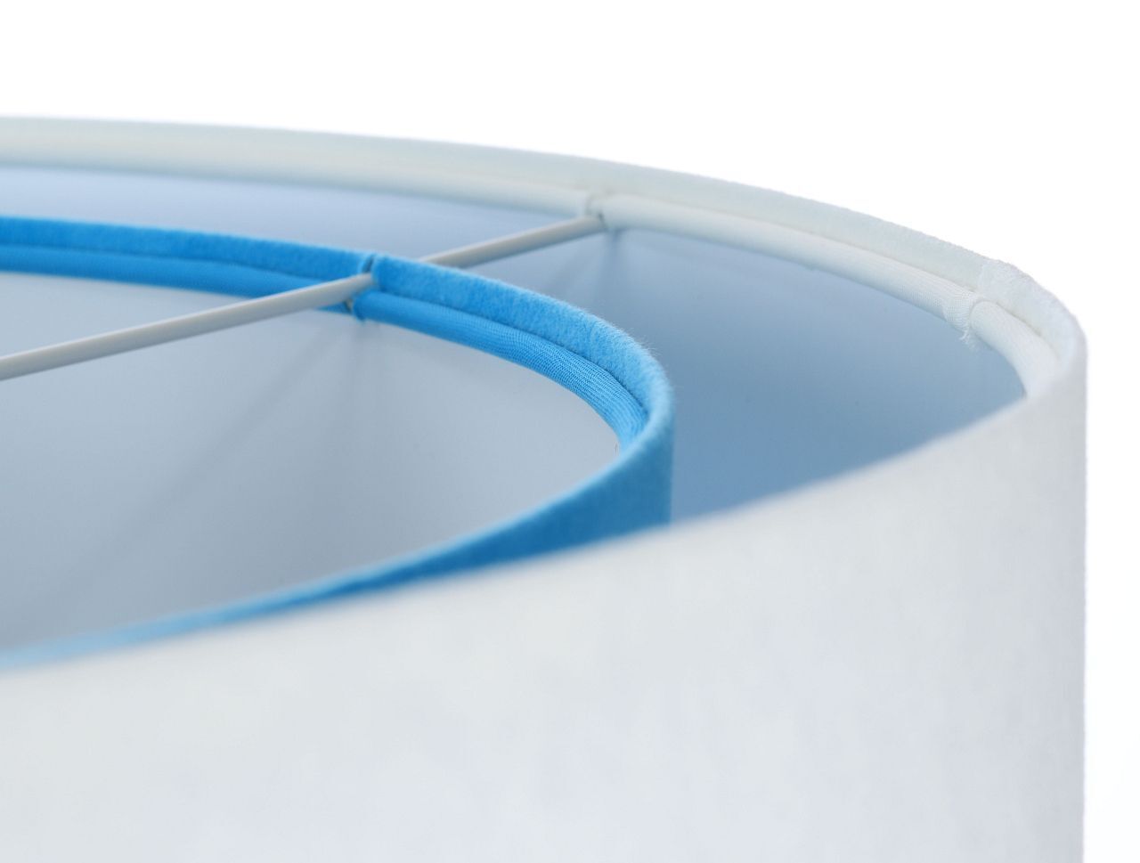 Pendelleuchte rund Ø 50 cm E27 Weiß Blau Stoff Velours Optik Lampe, Lampenschirm