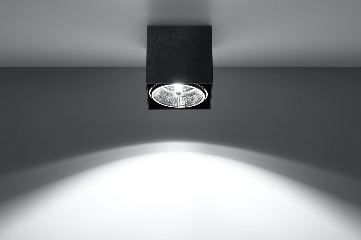 Luminaire apparent noir aluminium carré Moderne