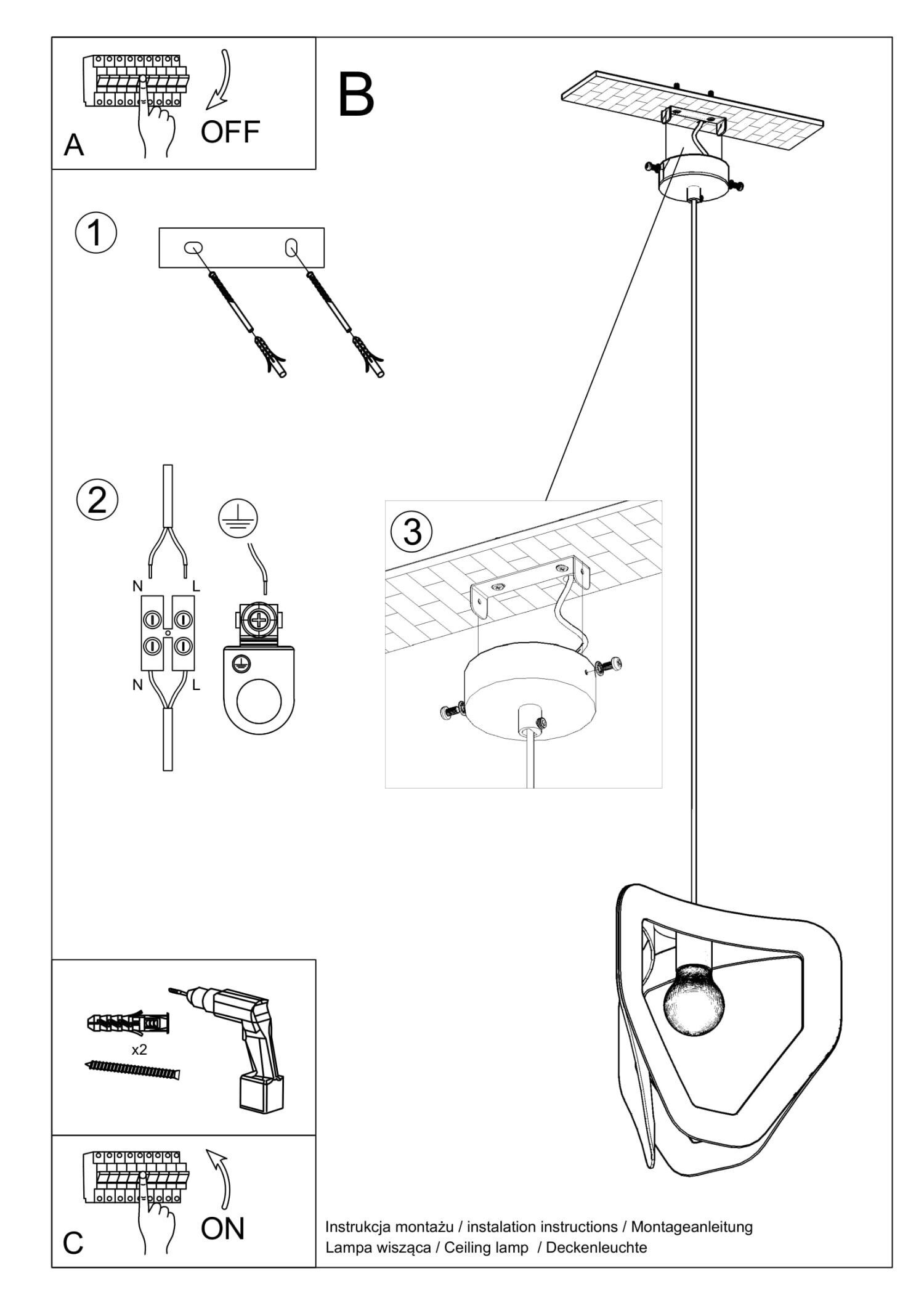Lampe à suspendre moderne métal noir réglable E27