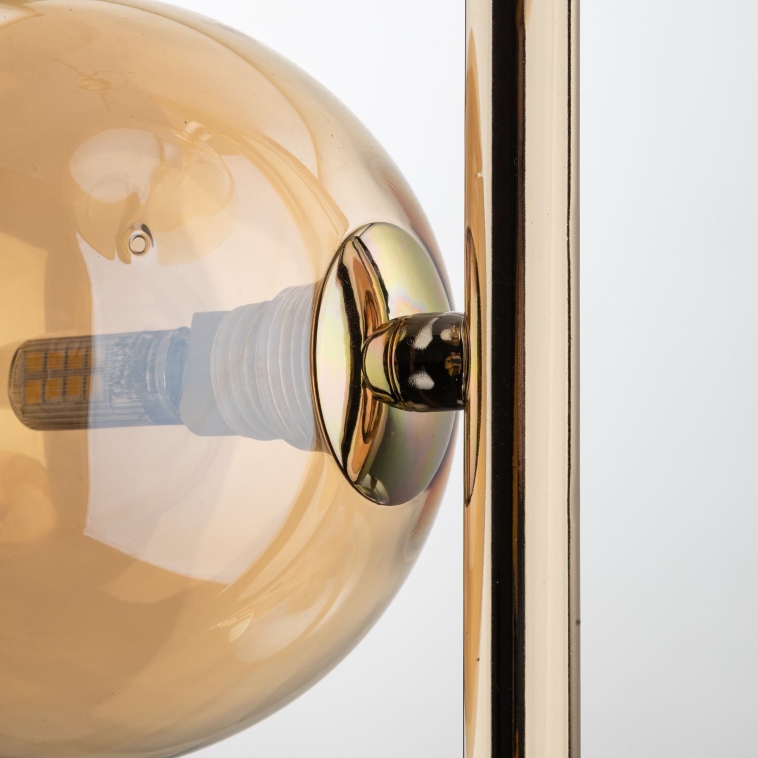 Pendelleuchte Rauchglas Metall B: 23cm in Gold Bernstein MIEKE Fußball-Ball, Sport, Sphäre, Griff, Beleuchtung