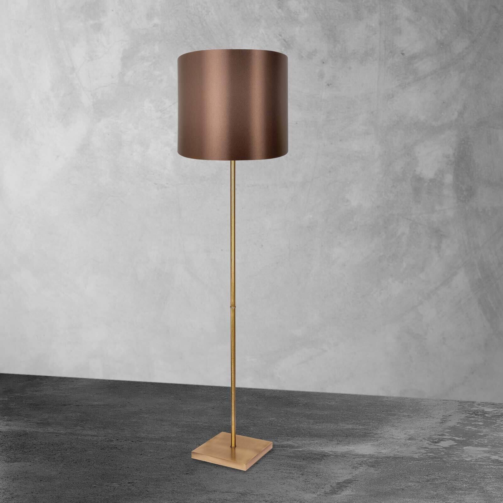 Lampadaire en bronze clair brun E27 160,5 cm laiton tissu