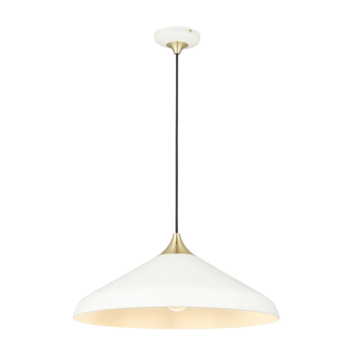 Suspension Blanc Laiton rond D : 50 cm Métal E27