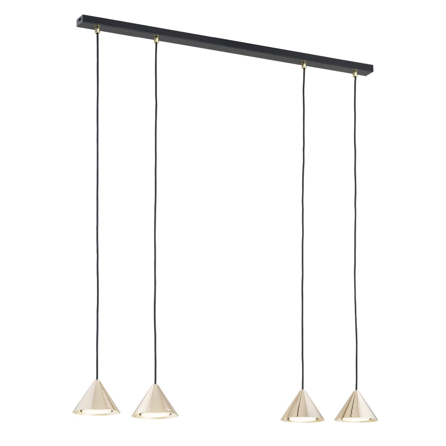 Hängeleuchte Schwarz Gold B: 90 cm H: max. 100 cm verstellbar Lampe