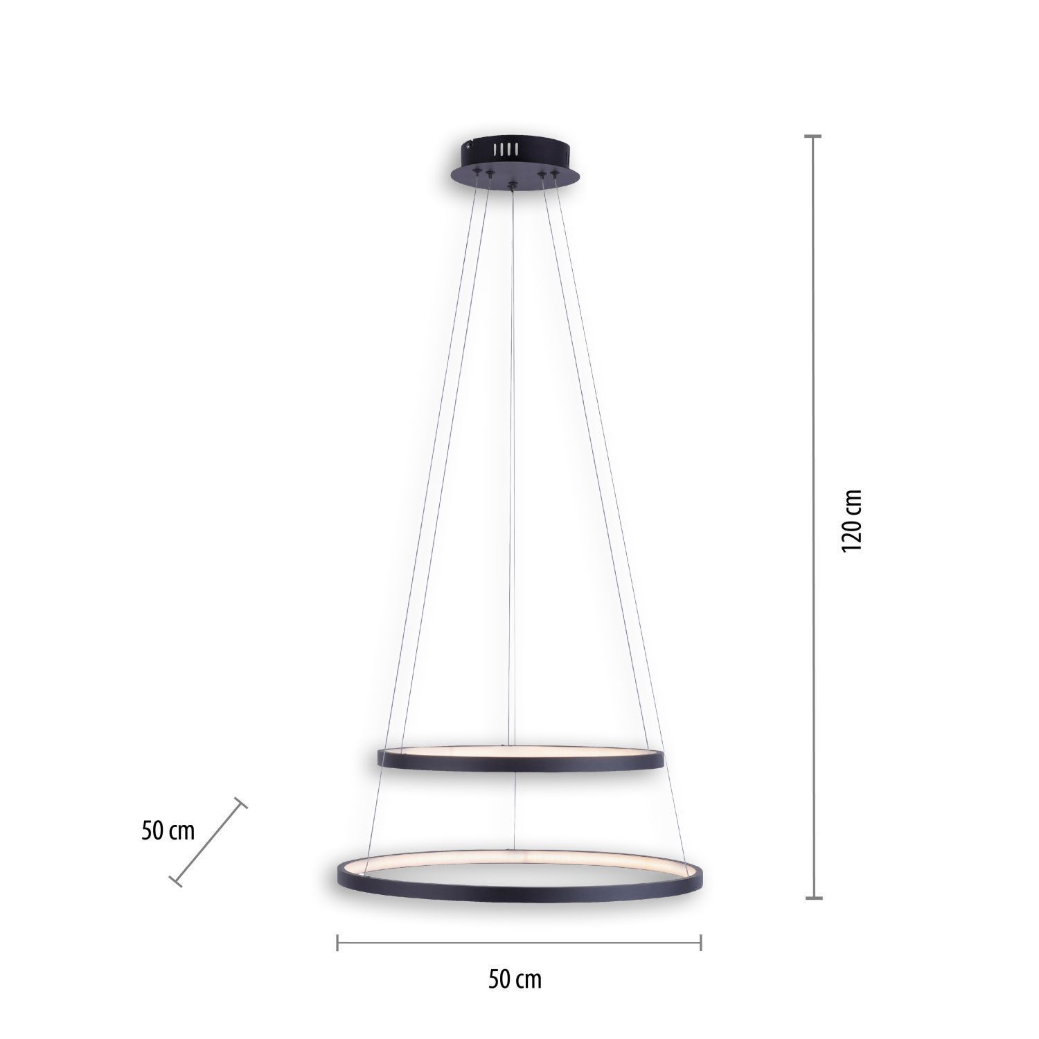 LED Pendelleuchte Ringe Anthrazit Metall Ø50 cm 3000 K LED Pendelleuchte Ringe Anthrazit Metall Ø50 cm 3000 K