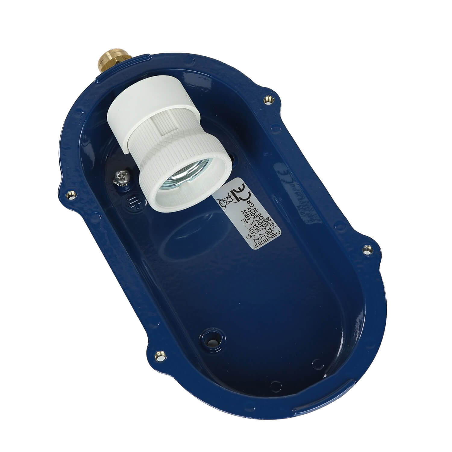 Wandlampe außen Keller Glas Echt-Messing E27 IP64 B: 21 cm Strap- oder Halterung, Lichtkontakt, Gewindestutzen, PVC-Deckel, Schutzabdeckung