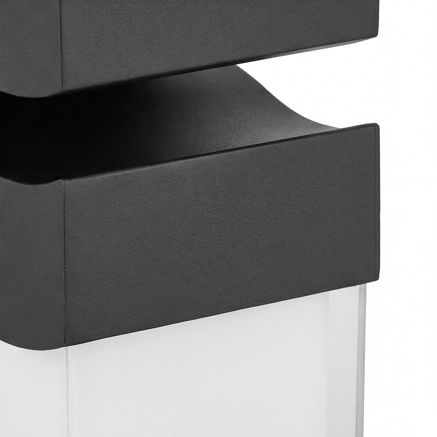 Sofa, Schwarze Polsterung, Sockel aus Kunststoff/Metall, Ecksofa, Grau-Schwarz