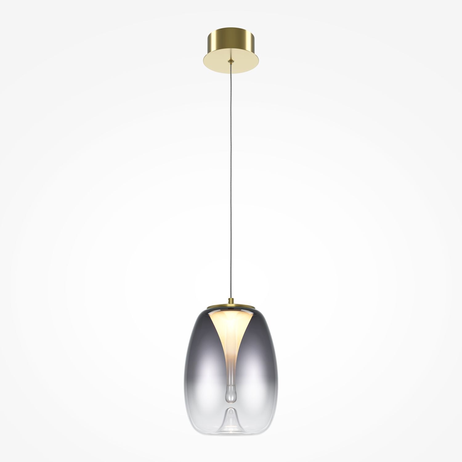 Lampe LED à suspendre verre fumé aluminium blanc chaud 3000 K ronde Lampe