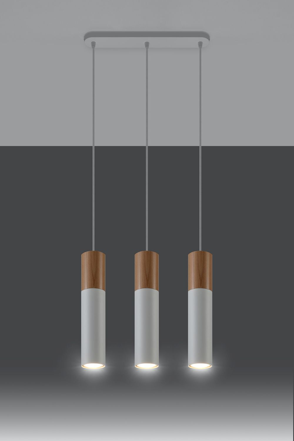 Suspension Blanc Métal Bois 3-flmg Scandinave