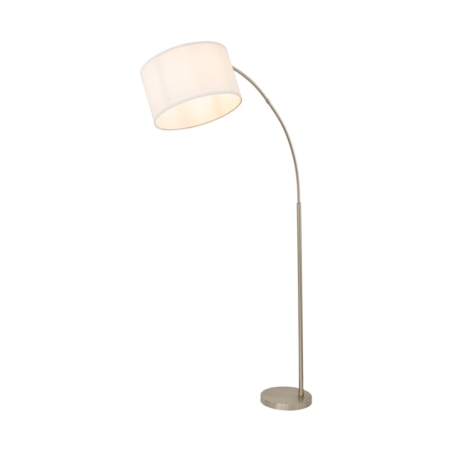 Luminaire en arc réglable 200 cm tissu métal chrome blanc E27 Lampe, Lampenschirm