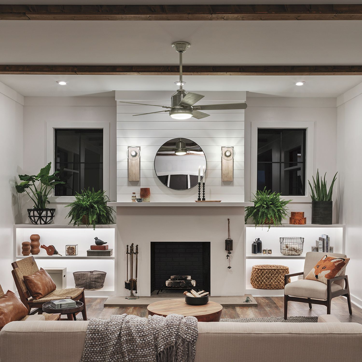 Ventilateur de plafond avec télécommande Eclairage LED dimmable Innenarchitektur, Deckenventilator, Gerät, Dekoration für Zuhause, Kamin