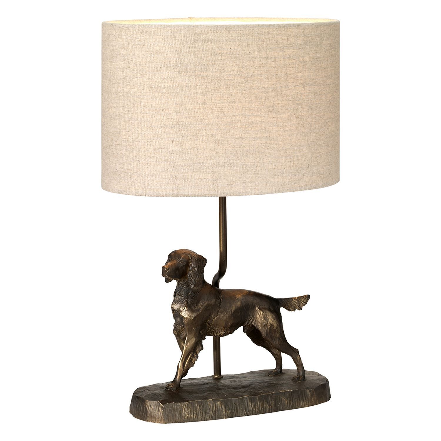 Tischlampe E27 48 cm Natur Bronze antik aus Jute Resin Lampe, Tischlampe, Hund, Haustier, Lampenschirm