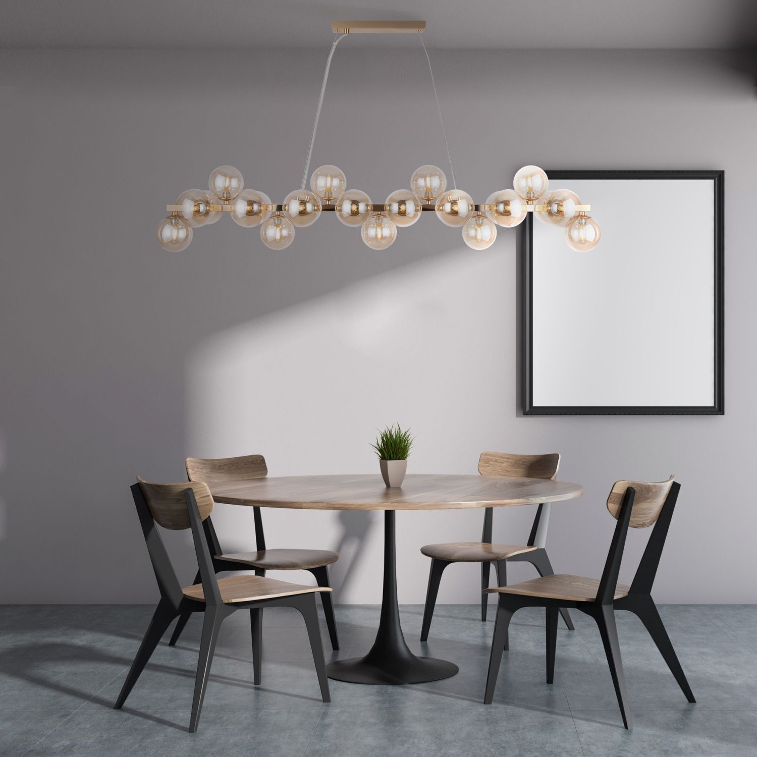 Lampe à suspendre métal verre fumé H : max. 133,9 cm G9 Moderne Speisesaal, Esstisch, Mobiliar, Tabelle, Lampe