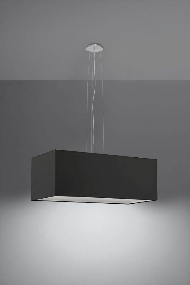 Lampe à suspendre Noir Tissu Verre carré L : 80 cm Moderne