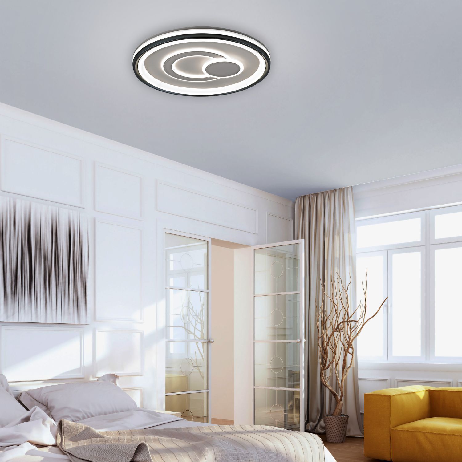 Dimmbare LED Deckenlampe Weiß Ø50 cm rund 3000 K 35 W Tür, Deckenleuchte, Drinnen, Innenarchitektur