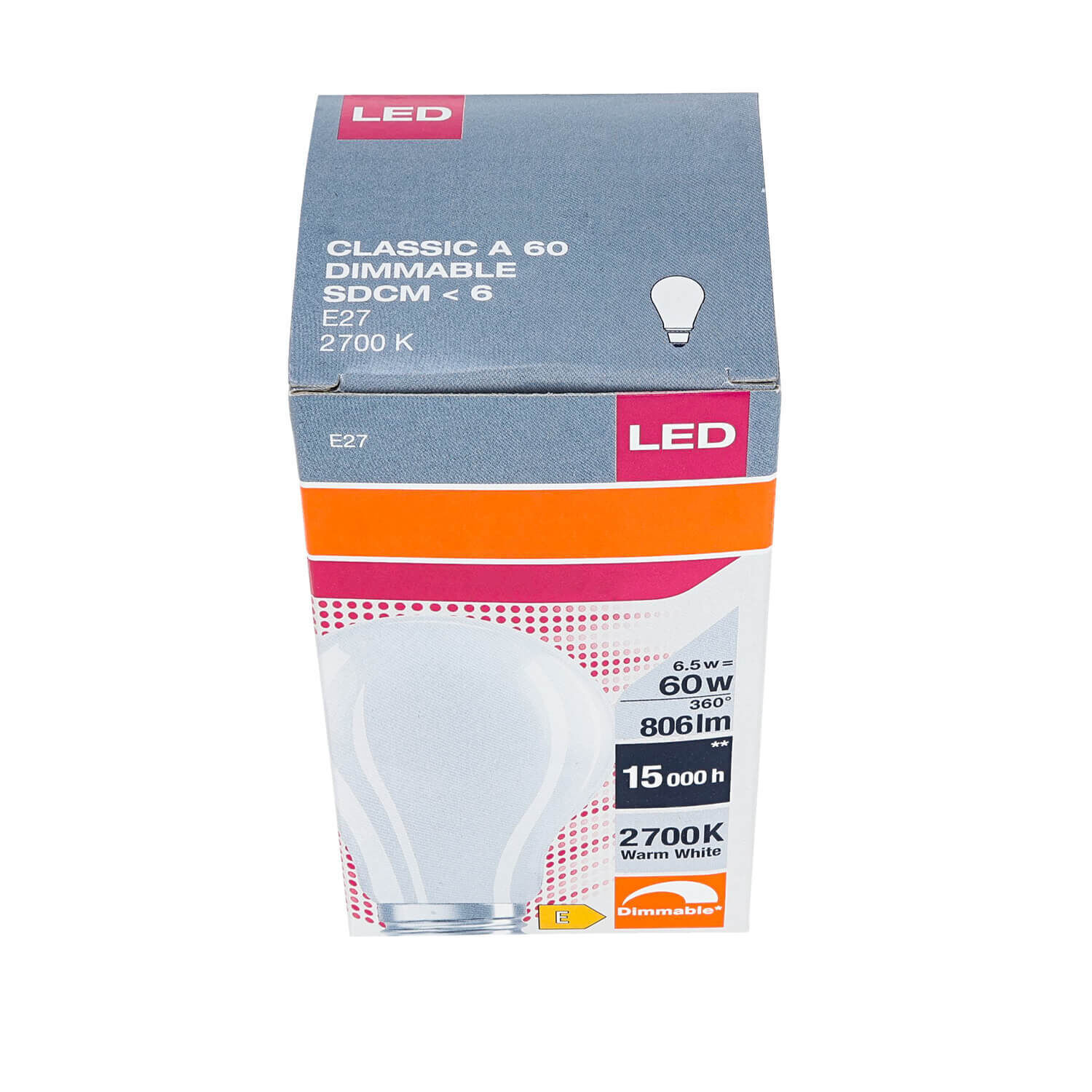 LED Leuchtmittel E27 dimmbar 6,5 W 807 lm 2700 K warmweiß - LM110