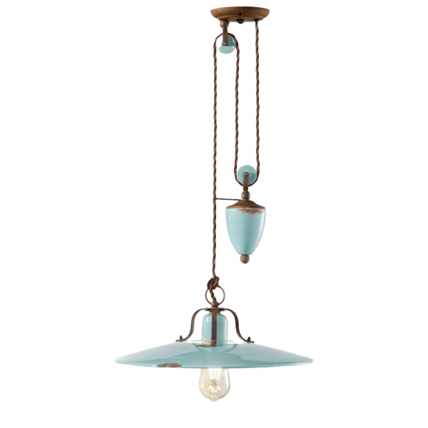 hängende lampe, pendantlampe, türkis, stahlseil, antikbronze