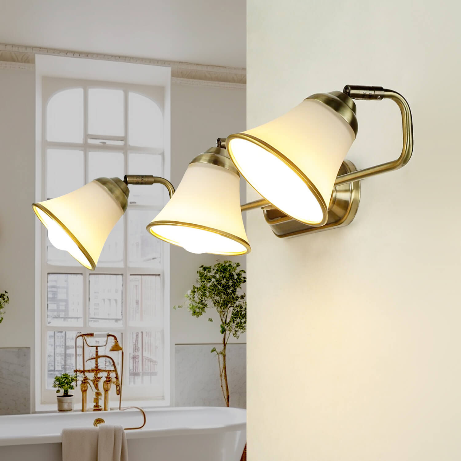 Bad Wandlampe 3xE14 67cm drehbar Jugendstil GRANDO Lampe, Leuchte