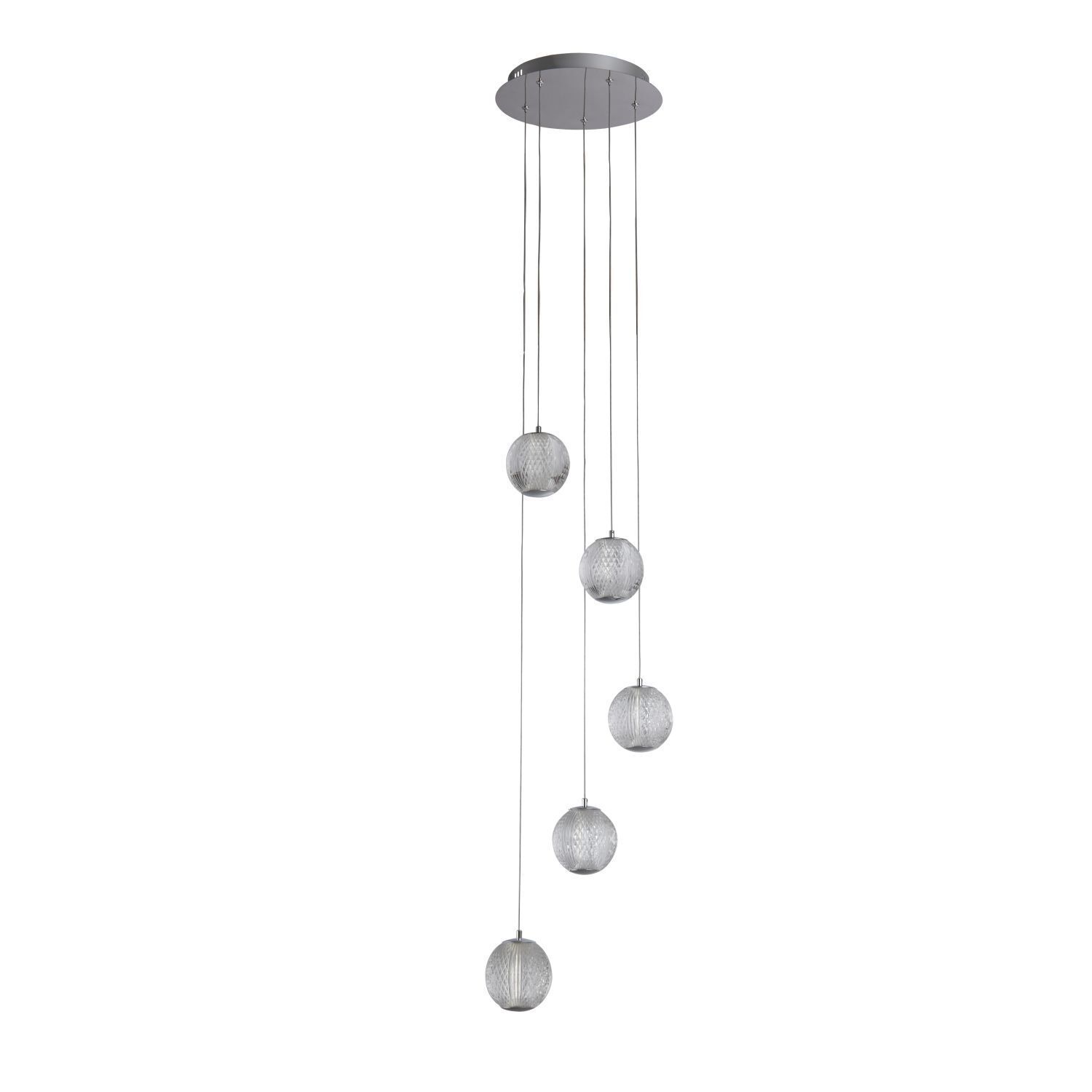 LED Pendelleuchte Metall 5-flammig 21 W L:30 cm Chrom
