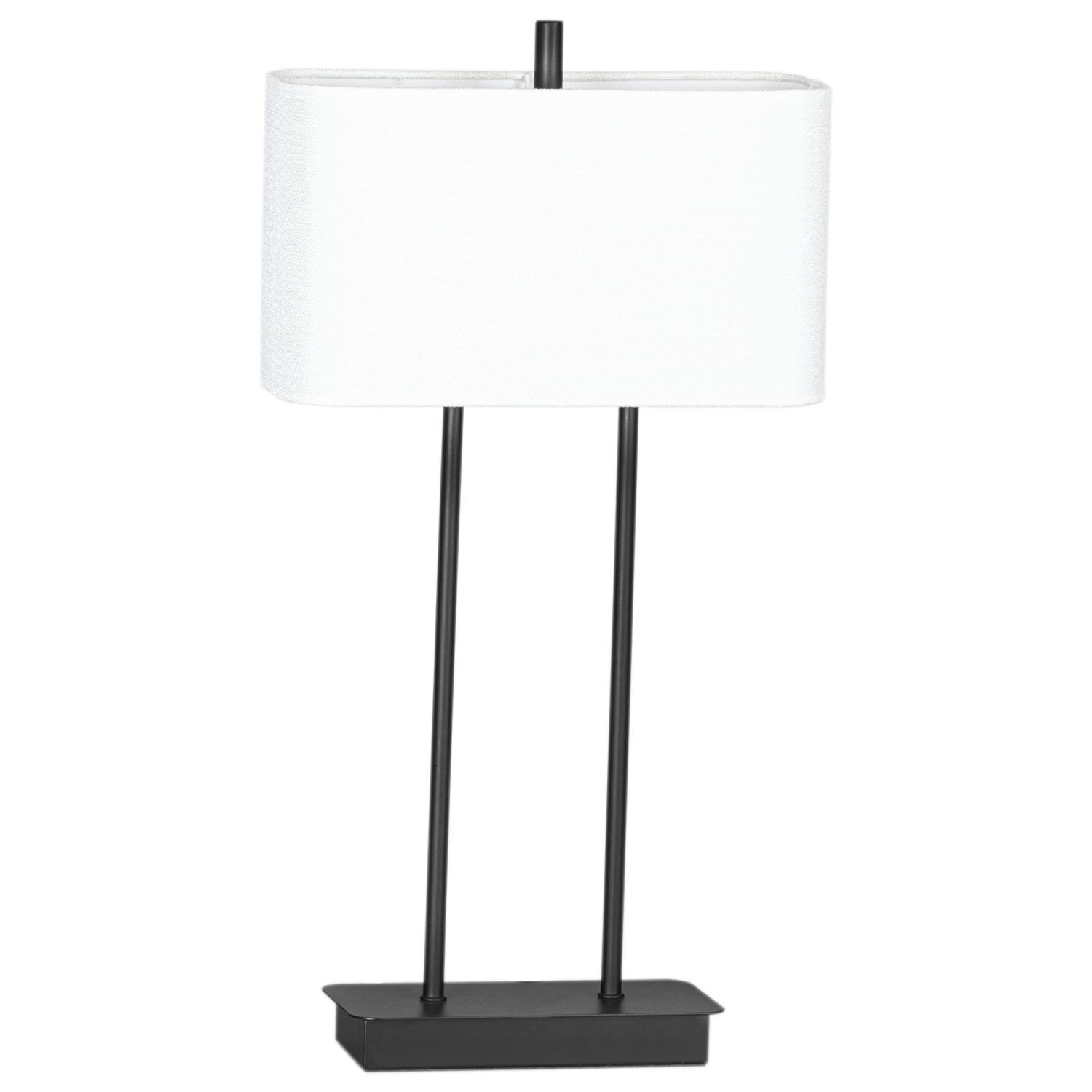 Lampe de table E27 56 cm Noir Blanc Carré Tissu Métal