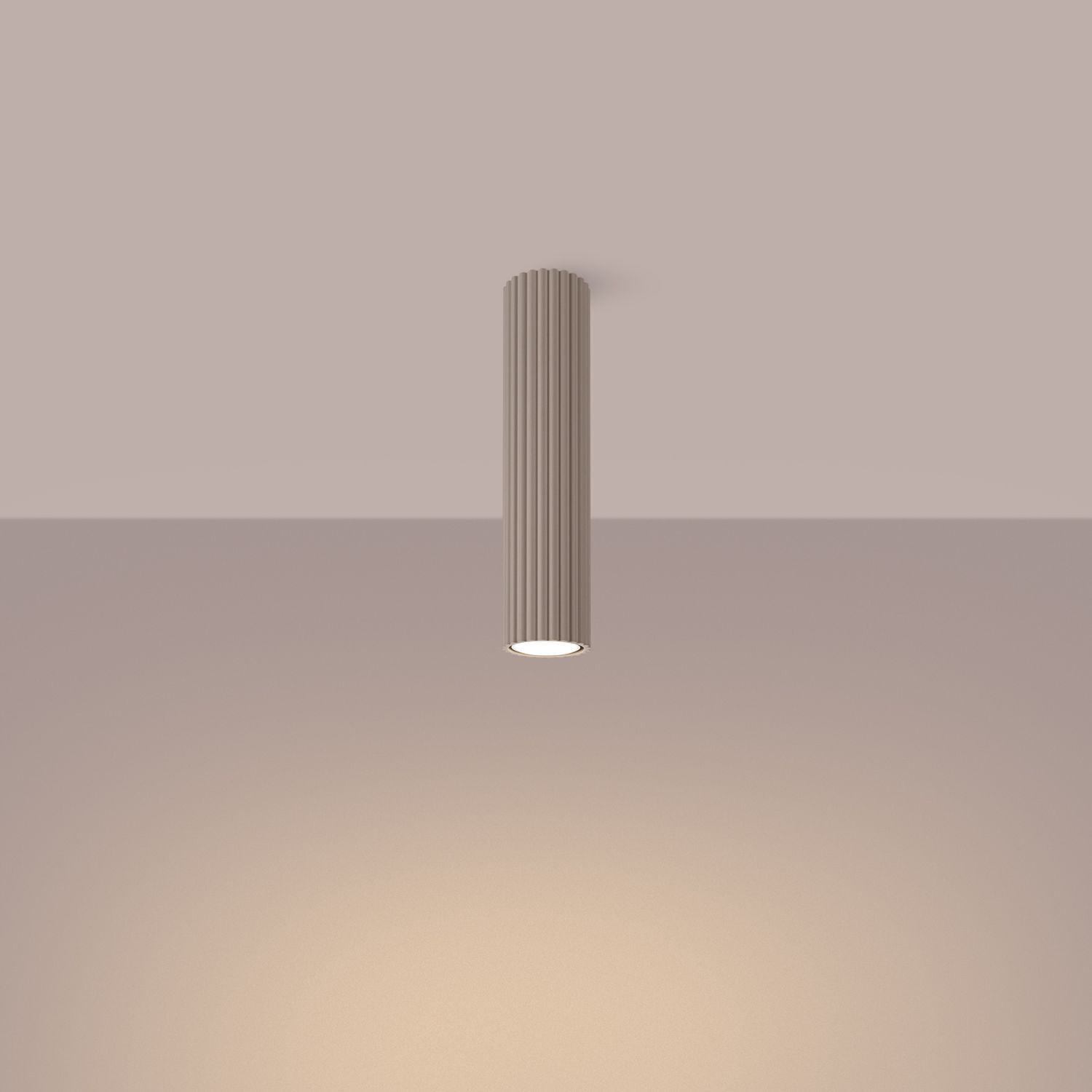 Runde Deckenleuchte Aluminium Taupe GU10 H:30 cm Modern Beleuchtung, Deckenleuchte