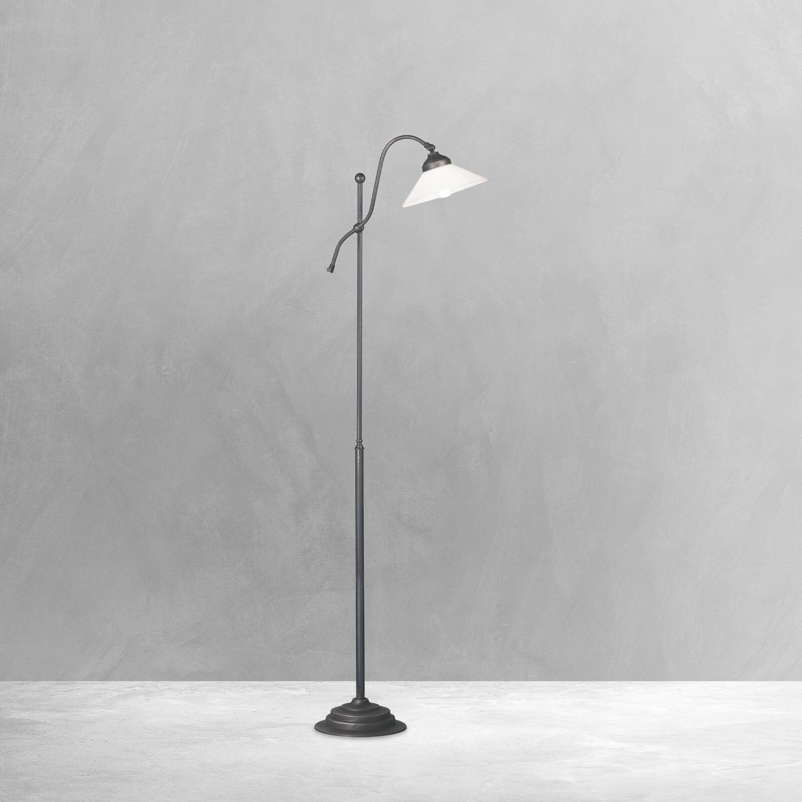 Lampadaire petit 130 cm E27 laiton verre rustique Lampe, Lampenschirm