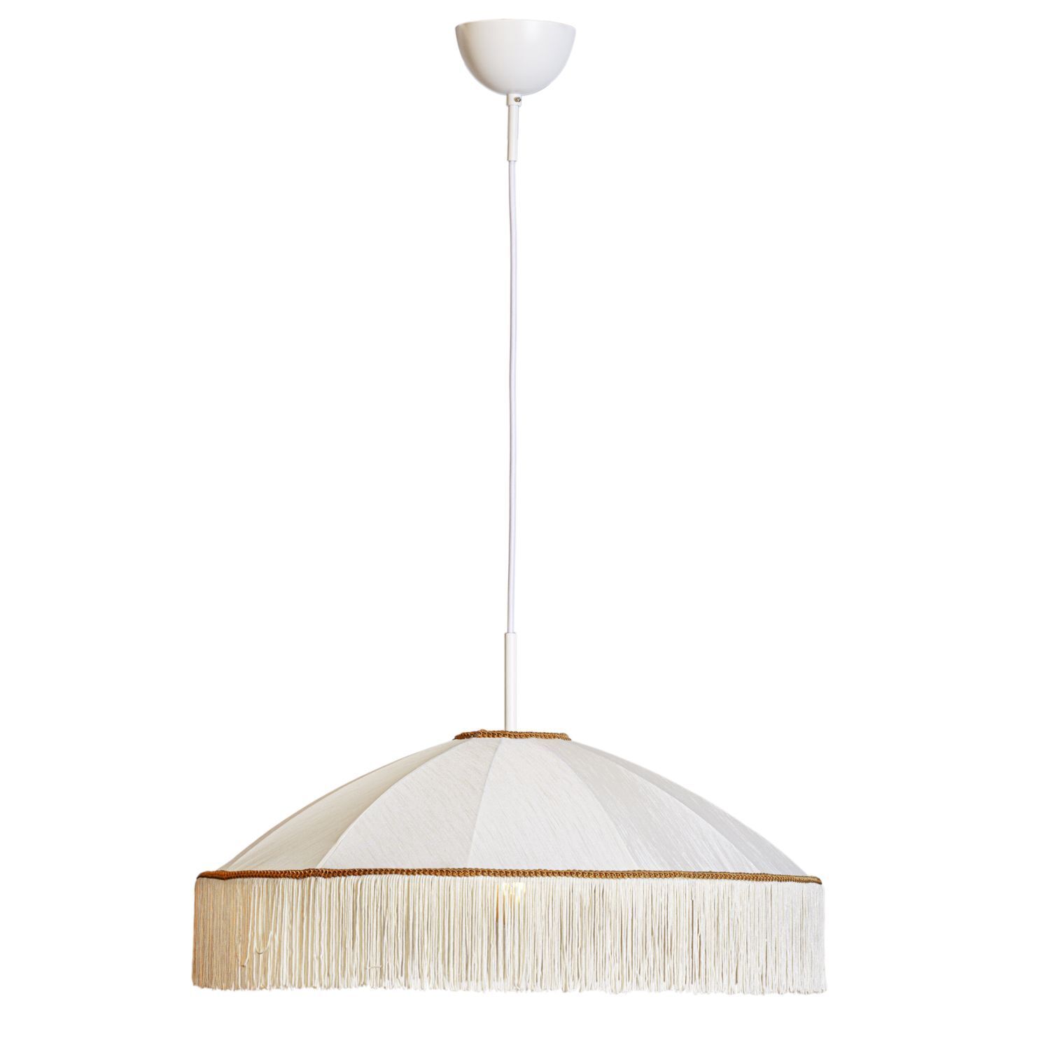 Suspension Blanc Or Ø 60 cm Abat-jour tissu franges E27