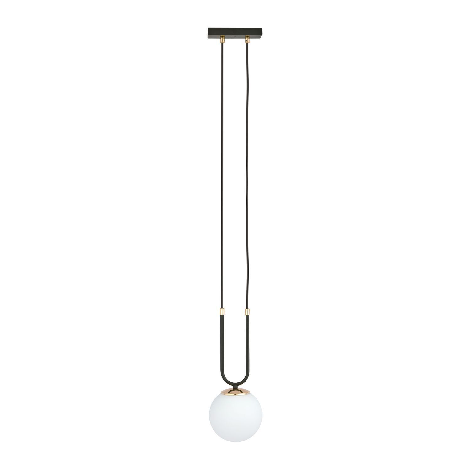 Lampe à suspendre verre métal H : max. 115 cm noir blanc E14 boule