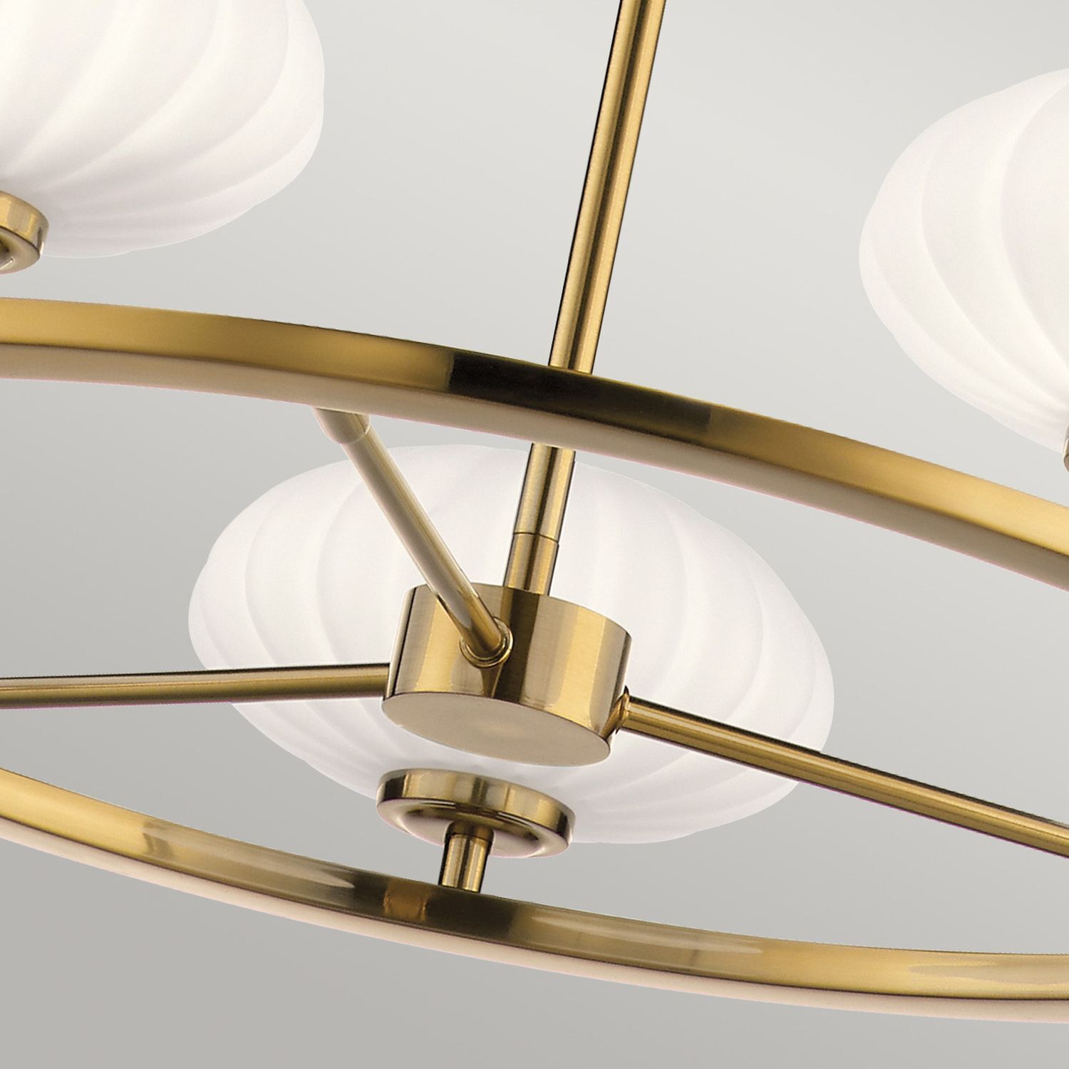 Kronleuchter, Goldfinish, Messing, Pendelleuchte, Weiße Glas