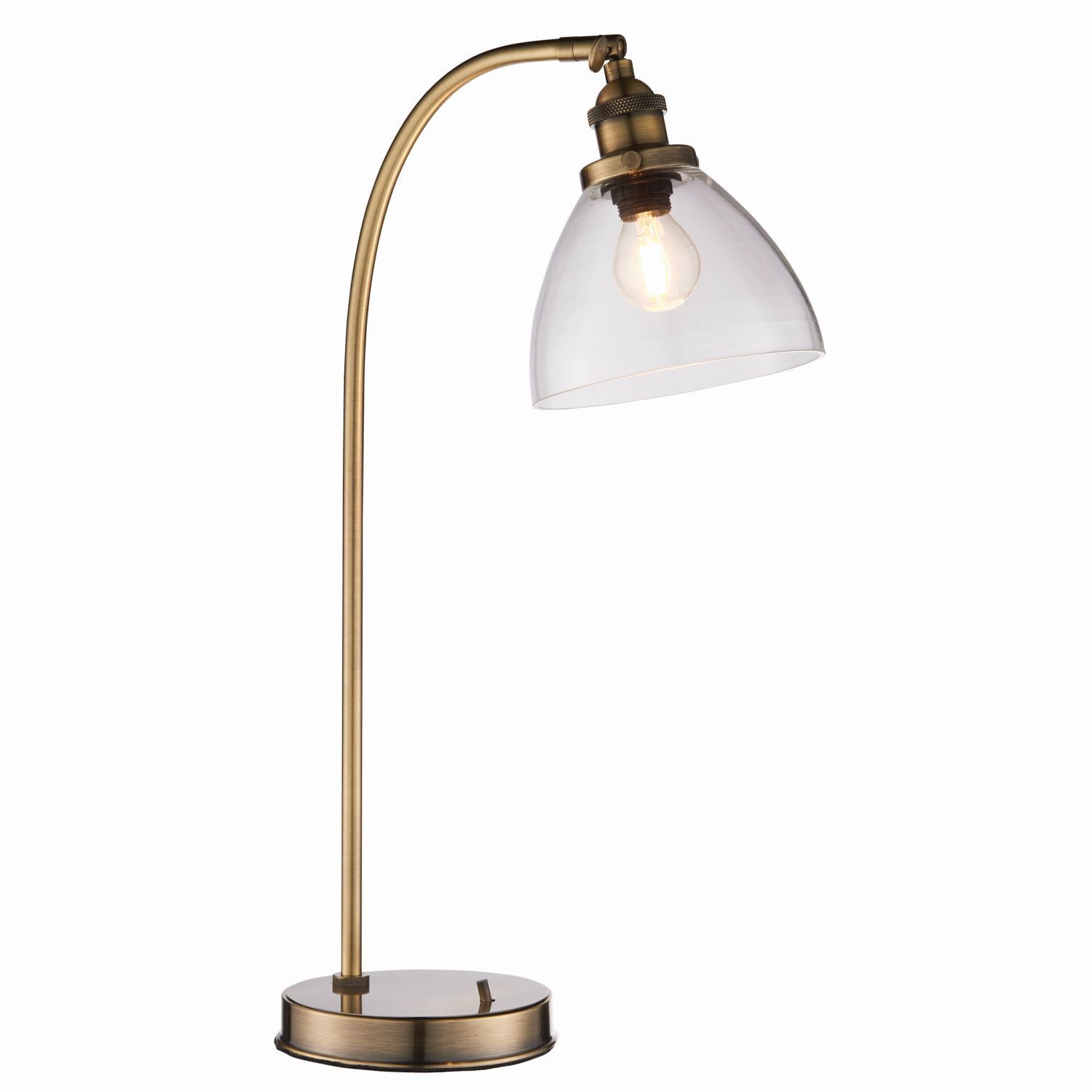 Lampe de table métal verre E14 ajustable 53,3cm laiton antique