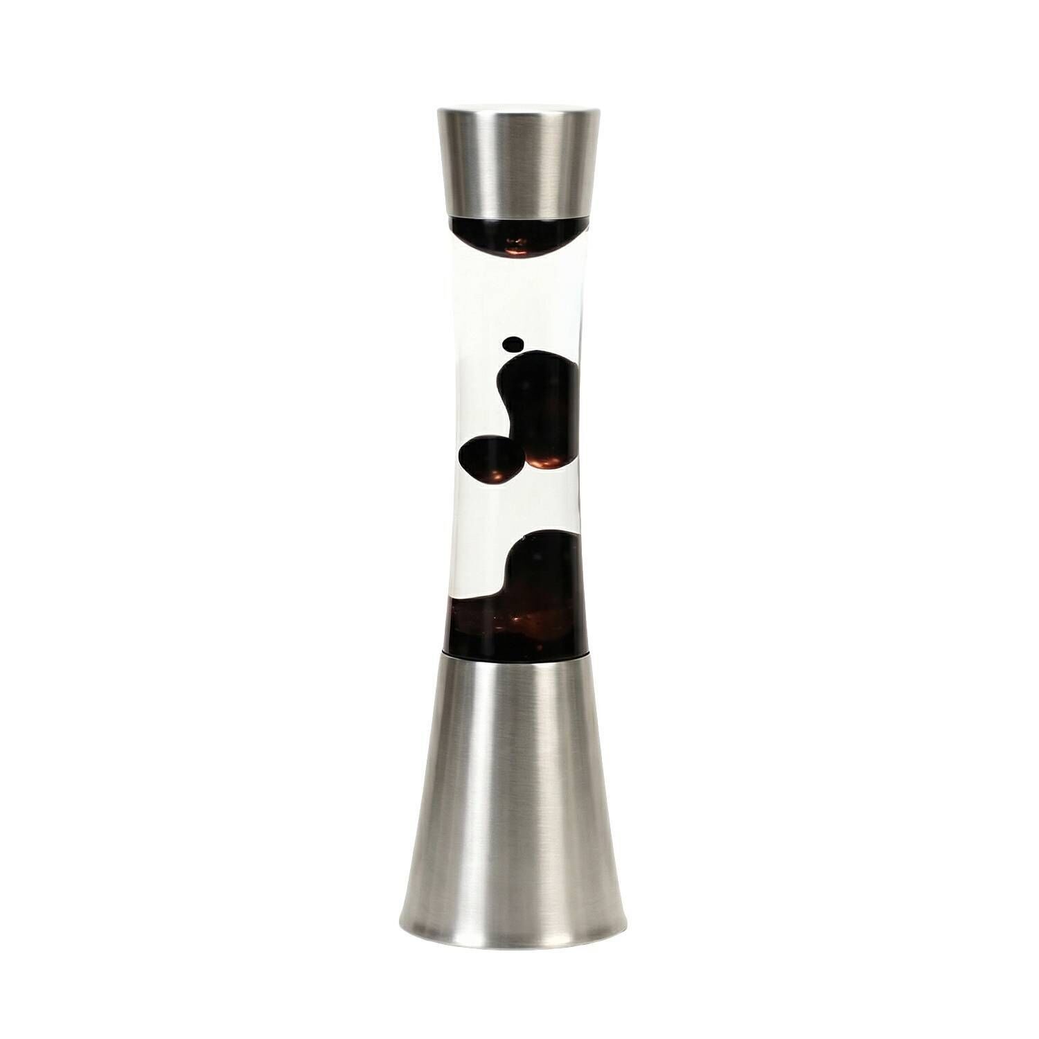 lavalampe-schwarz-silber-chrome-lavaleuchte-sandro-2 Vase, Lava-Glas, Kinetic-Vase, Deko-Objekt, Transparentes Glas