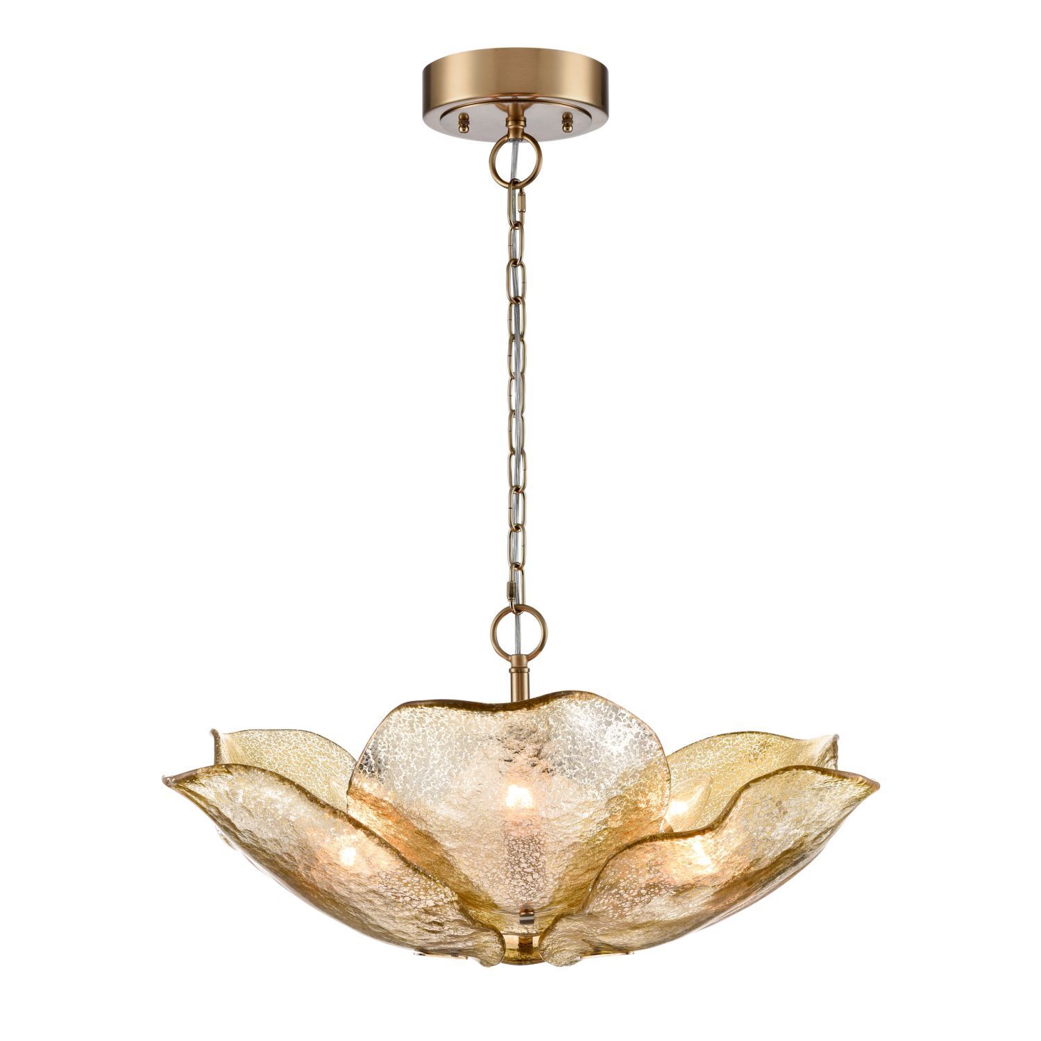 Pendelleuchte Glas Metall B: 56 cm H: max. 144 cm in Messing