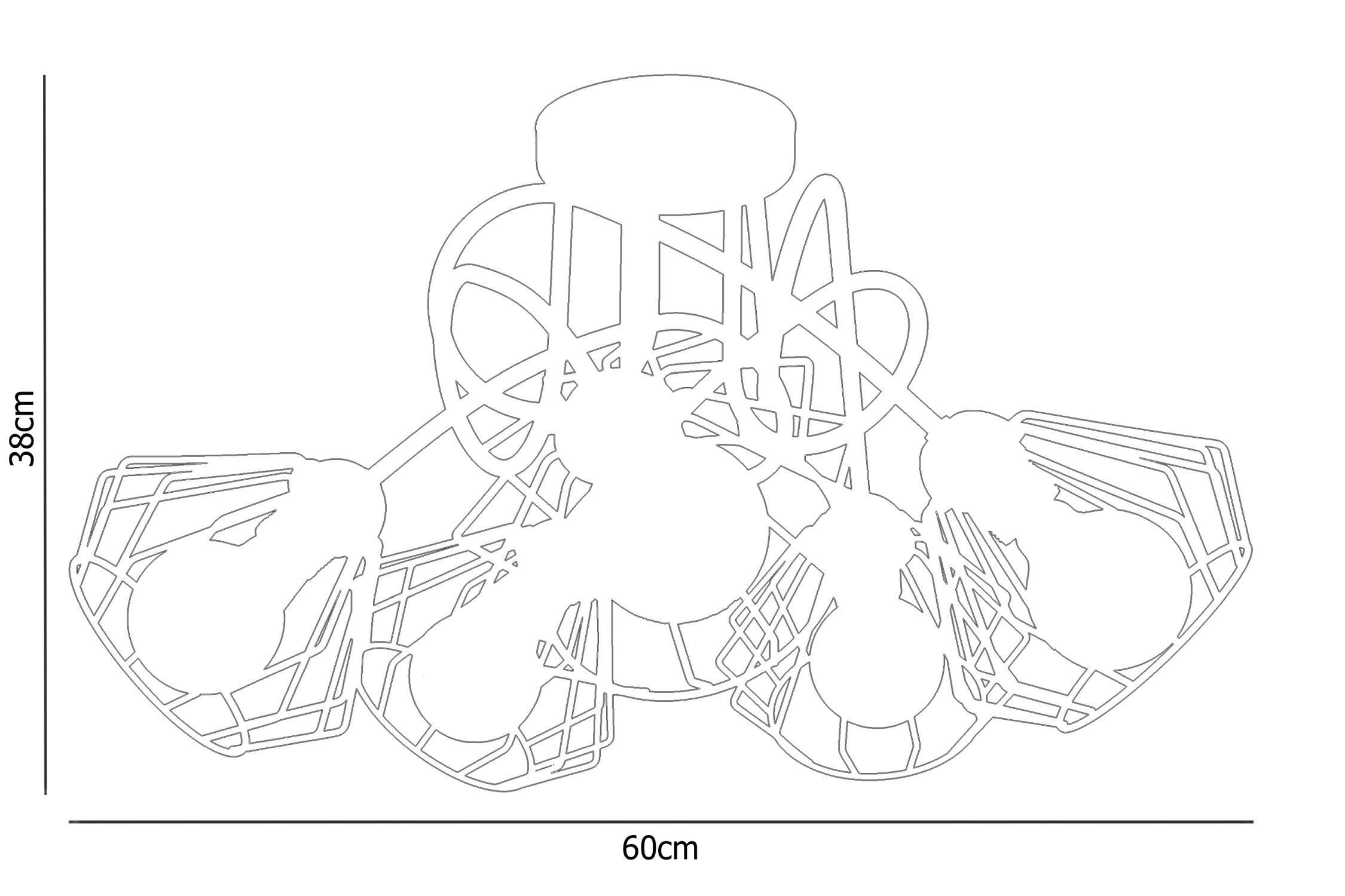 Lampe de plafonnier noire métal fil E27 L:60 cm 5-flamme Kunst