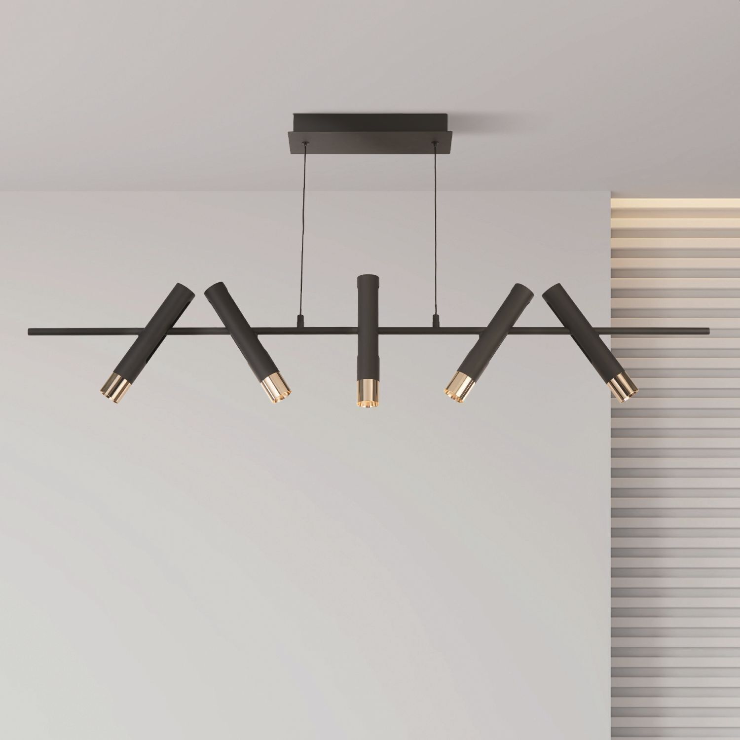 LED Hängeleuchte Schwarz Gold verstellbar 3000 K Metall