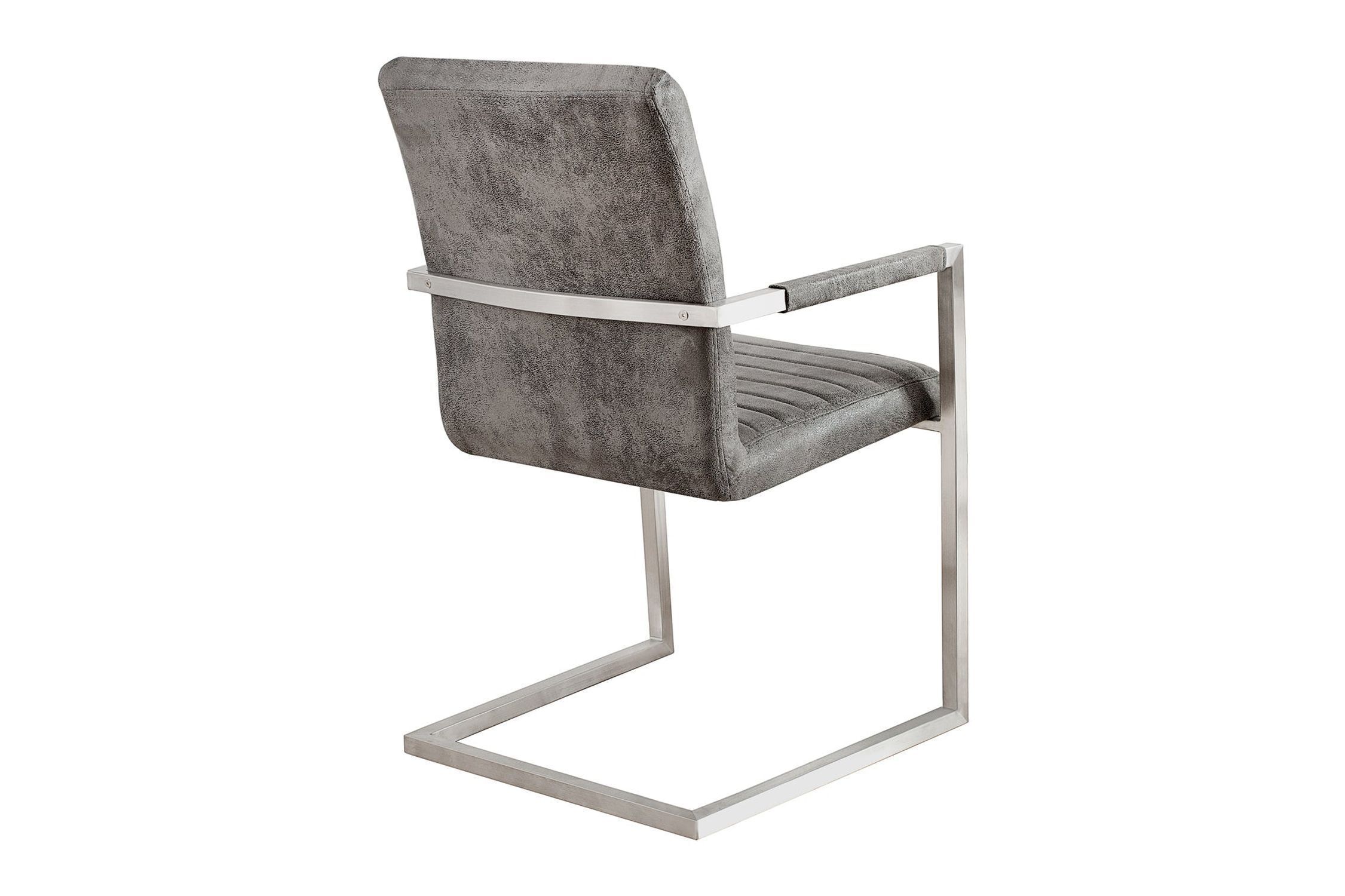 Chaise à bascule Tissu Acier inoxydable Gris Chrome avec accoudoirs