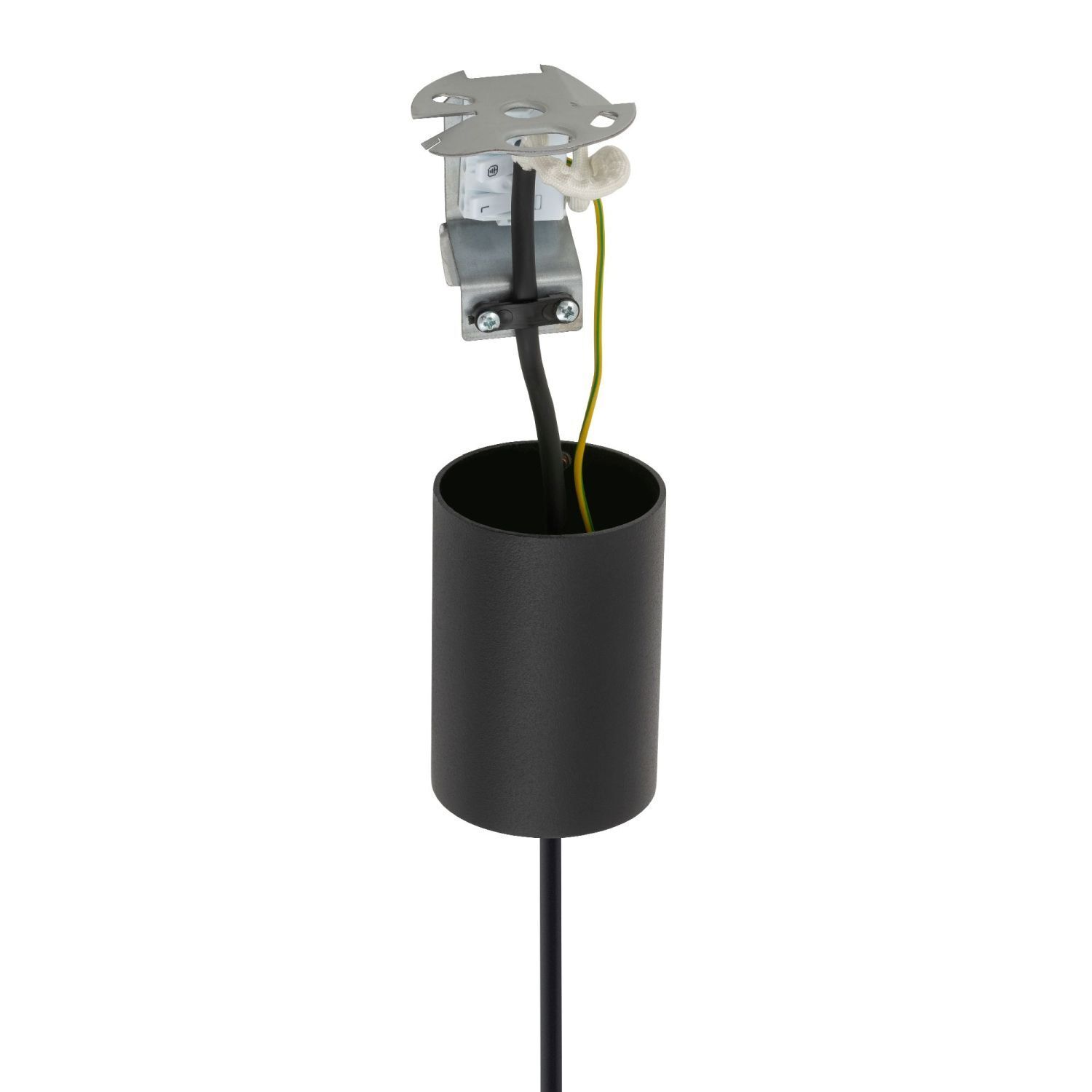 Hängelampe Schwarz TOMMY Wohnzimmer Esstisch Lampe Lampensockel, LED, Kabelzug, Stromanschluss, Schwarz