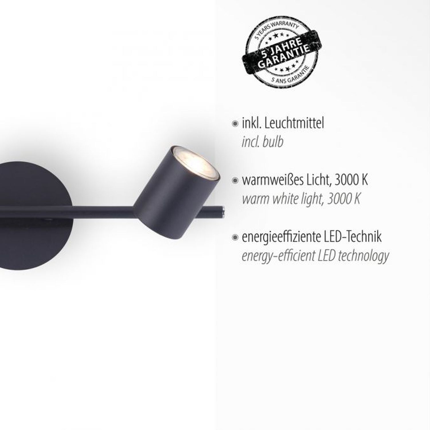 Flexibler Deckenstrahler Metall Schwarz GU10 2-flammig Beleuchtung, Rauchrohr