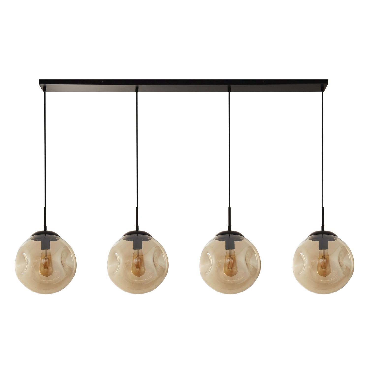 Suspension 4 flammes E27 noir champagne verre Suspension 4 flammes E27 noir champagne verre