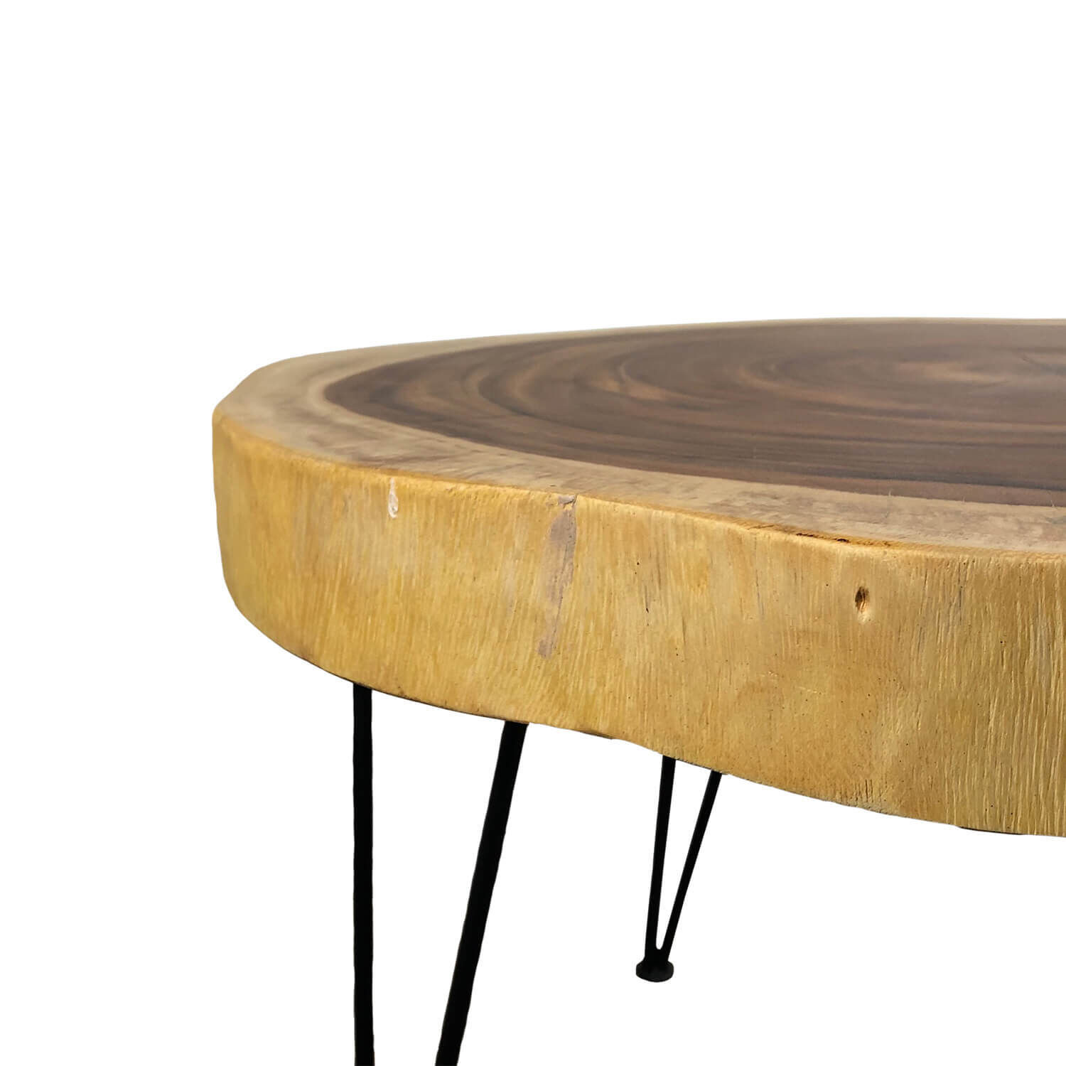 Table basse Rondelle d'arbre Bois d'acacia Métal Travail manuel Kaffeetisch, Mobiliar, Tabelle, Esstisch, Tischplatte
