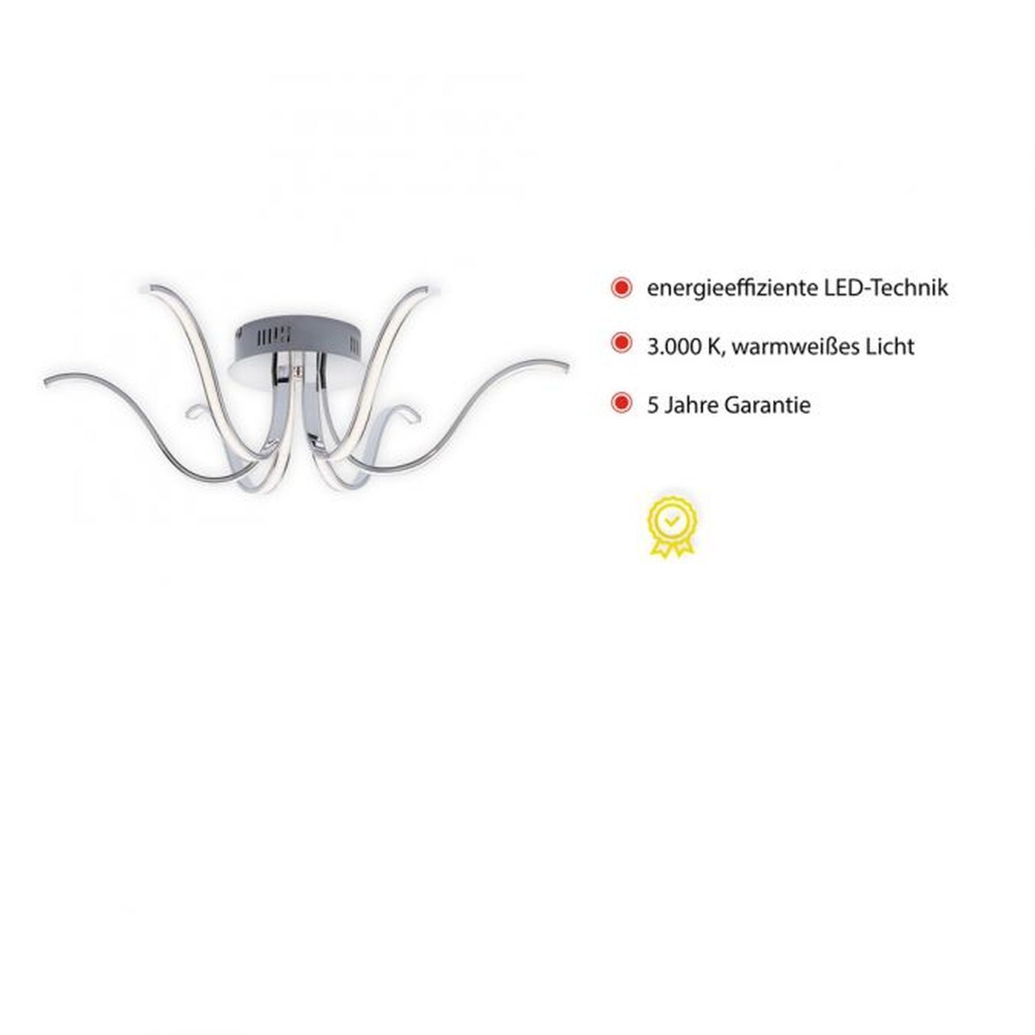 Plafonnier LED métal chromé 3000 K 4 W L:67 cm Deckenleuchte