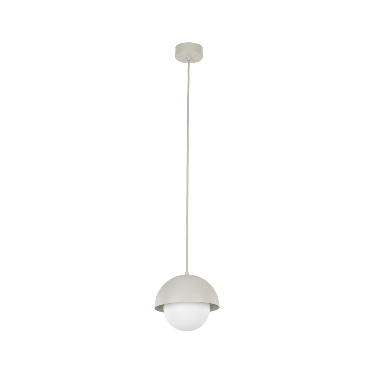 Lampe à suspendre Verre Métal Ø 17 cm Beige Blanc G9 Boule Abat-jour