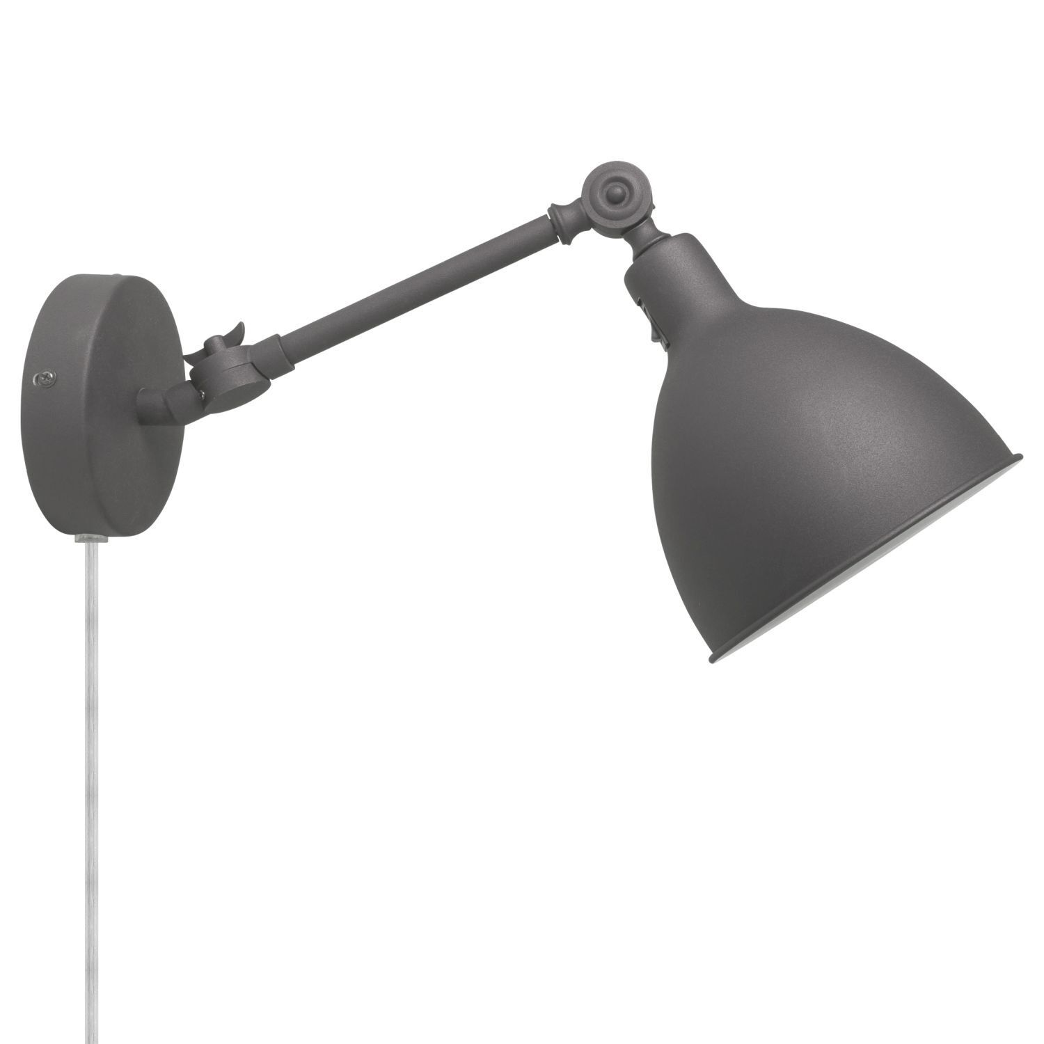 Wandlampe mit Schalter Kabel Metall verstellbar Grau Gelenkarm Wandlampe, Schwenkarm, Metall, Grau, Deckenleuchte