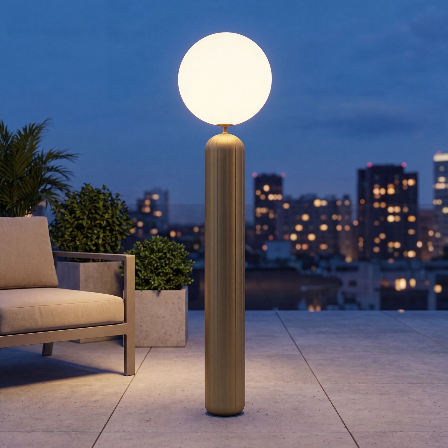 wegeleuchte-led-wegeleuchte-aussenbeleuchtung-led-modern-airi-1x-led-mit-7w-leuchtmittel-inklusive-olivgruen-weiss-lele141802-01 Outdoor lamp, Globe light, Tall lamp, Bronze/gold finish, Patio decor