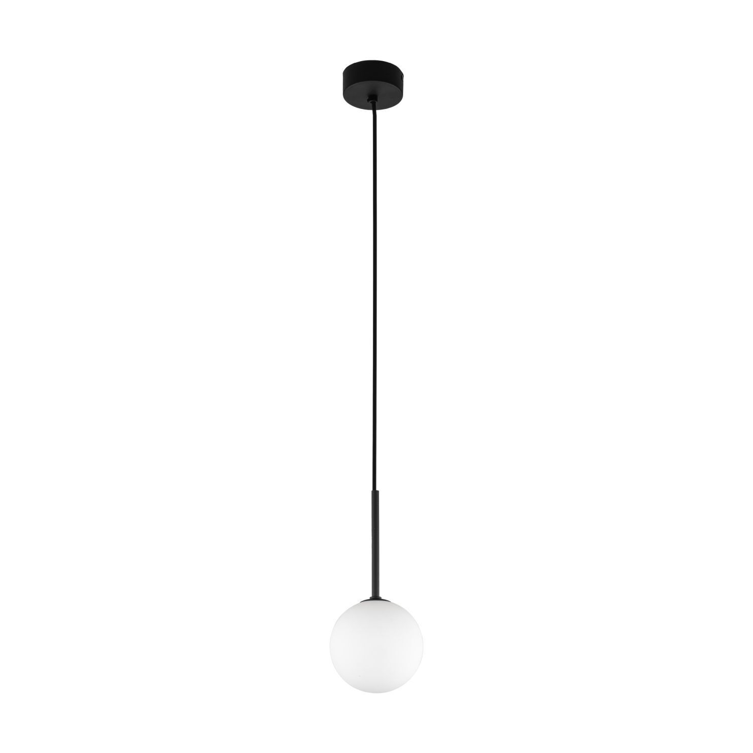 Lampe à suspendre Boule Ø 12 cm H : max. 160 cm Noir Blanc G9 Verre Lampe