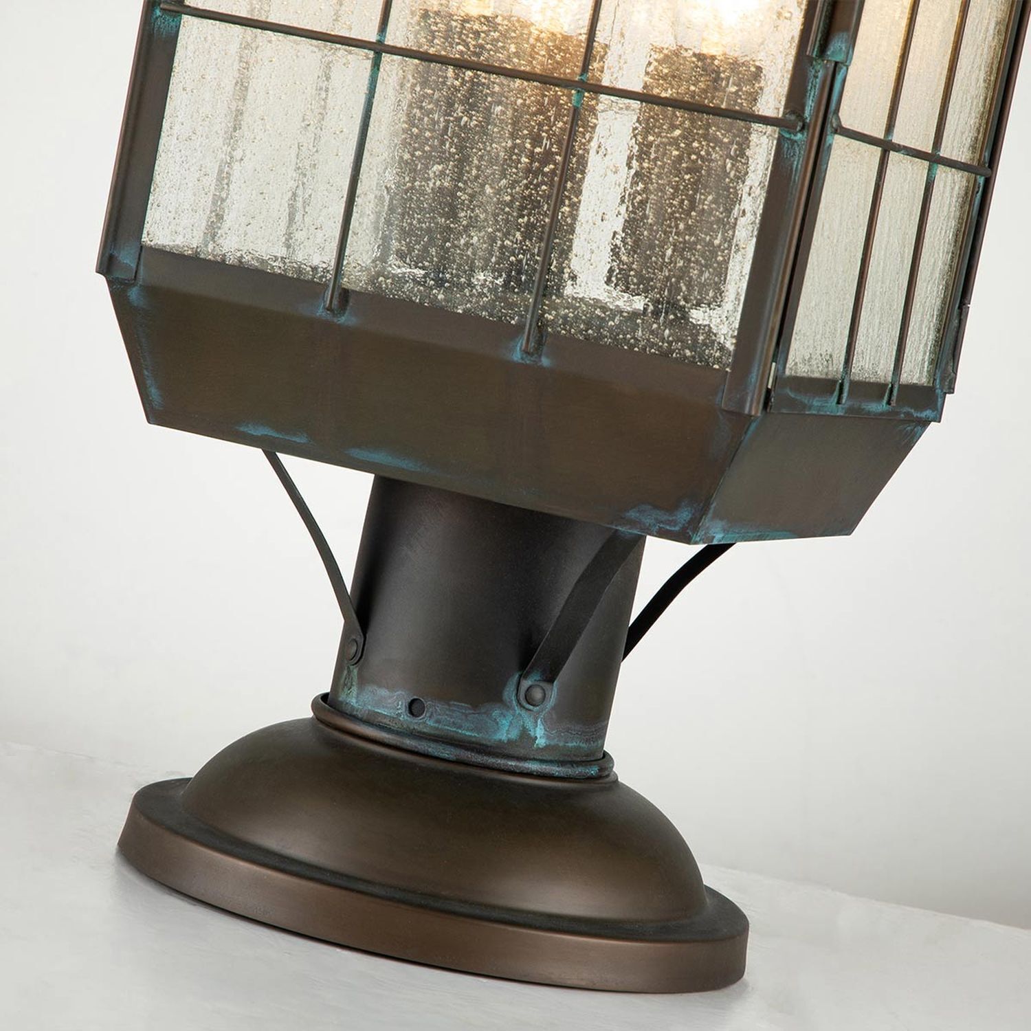 Sockelleuchte außen Messing massiv Glas 56,9 cm IP44 E14 leuchte, laterne, metall, schwarz, patina