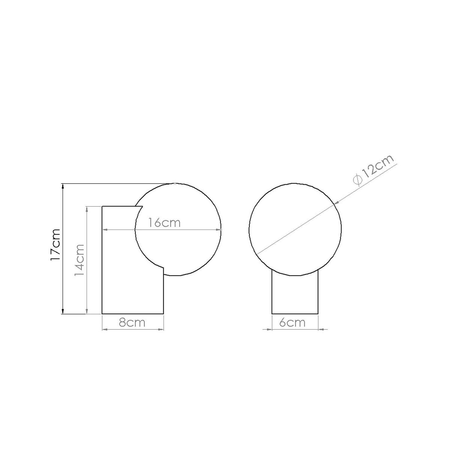 wandlampe, wandlampen-zeichnung, schematic, montage-hinweis, durchmesser-12cm