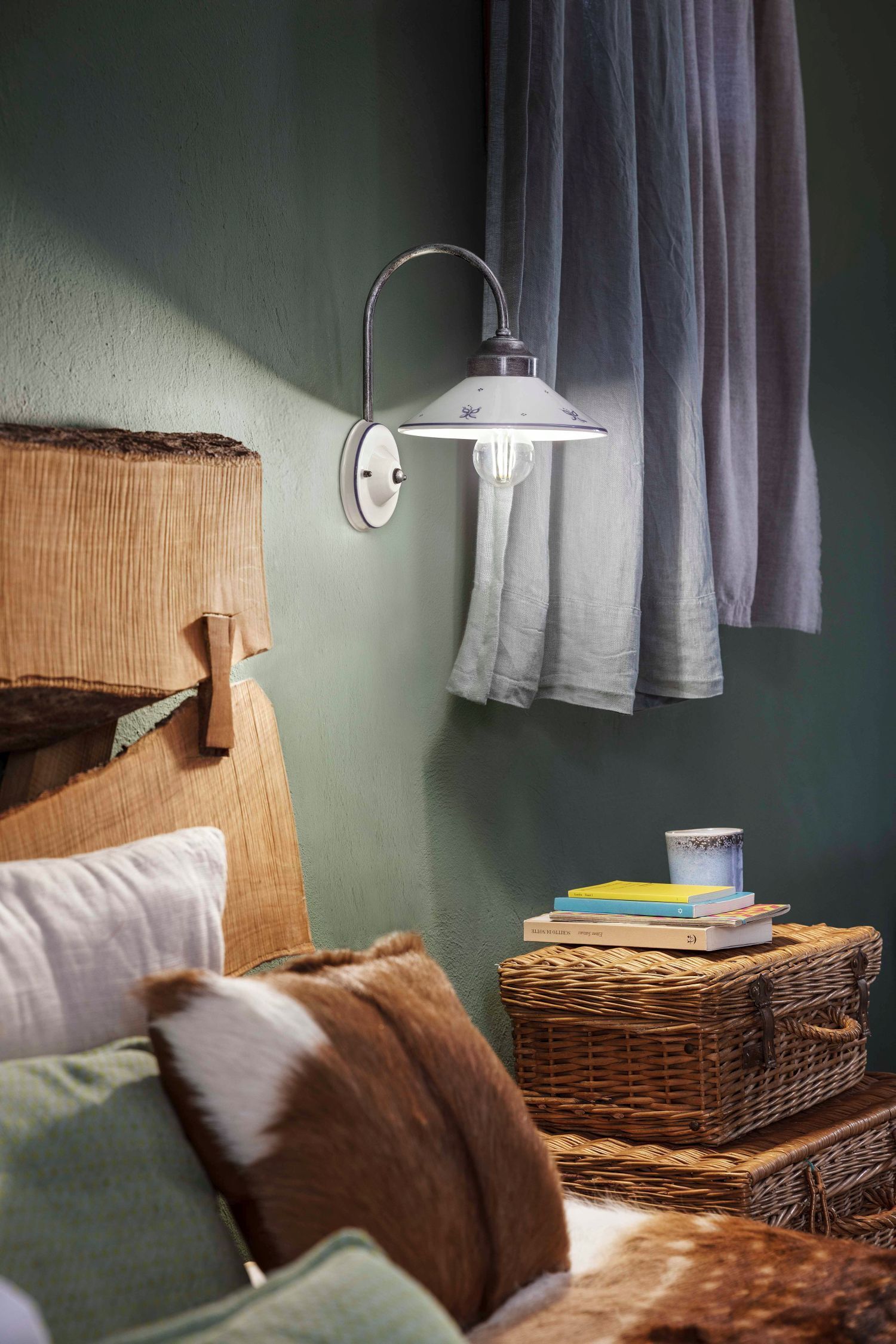 Applique Métal Céramique E27 H : 28 cm Style campagnard Lampe, Drinnen, Innenarchitektur, Inneneinrichtung